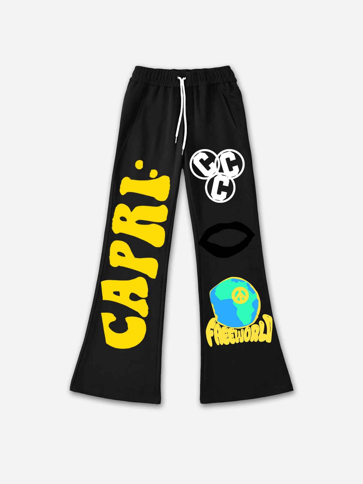 Black Graphic Print Flared Joggers